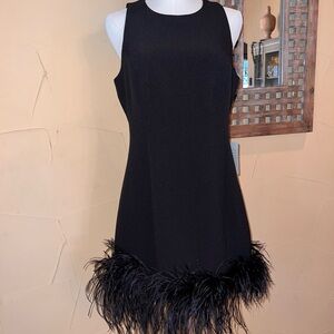 Chelsea28 Black Mini Dress with Feather Hem NWT